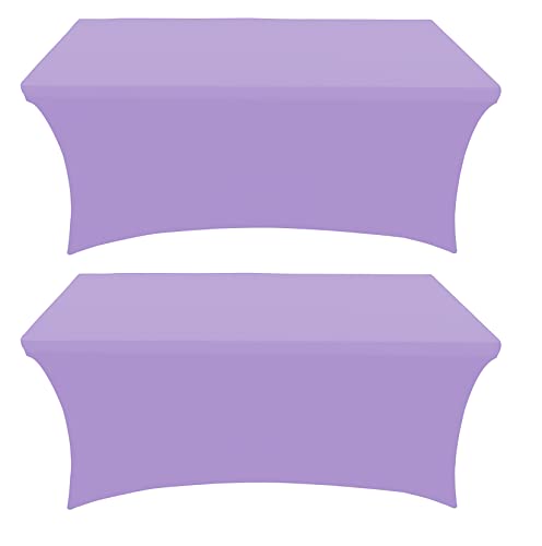 Banquet Tables Pro 6 ft Lavender 2 Pack Stretch Tight Fit Spandex Rectangular Folding Tablecover for 30Wx72Lx30H Folding Patio Tables, Banquet,Party