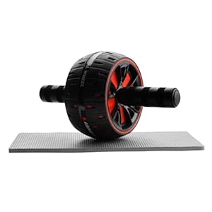 Noxtioanip Bauchroller, Ab Roller mit Rutschfester Ab Wheel für Männer und Frauen, Bauchtrainer Maximale Belastung 150 kg, Bauchmuskeltrainer mit Matte für Zuhause(Schwarz und Rot）