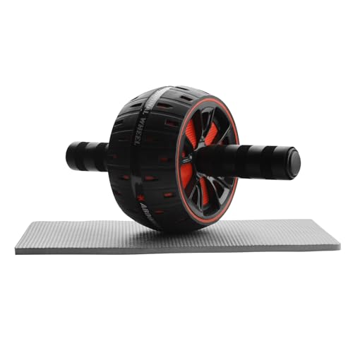Noxtioanip Bauchroller, Ab Roller mit Rutschfester Ab Wheel für Männer und Frauen, Bauchtrainer Maximale Belastung 150 kg, Bauchmuskeltrainer mit Matte für Zuhause(Schwarz und Rot）