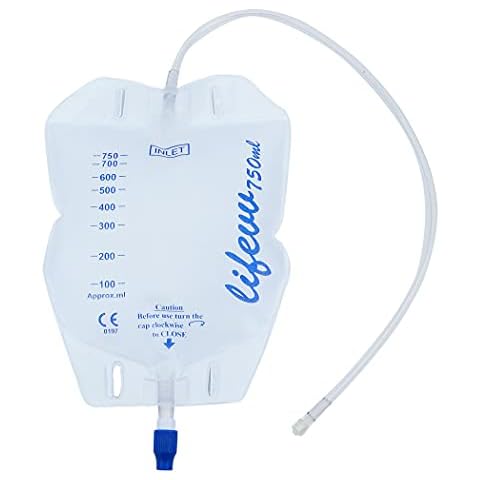 Lifevv 3 Pack Urine Drainage Bag, Nephrostomy Bag with Twist Drain Valve, 20'' Silicone Tube and Cloth Backing (750ML) Cover