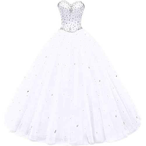 Likedpage Women's Sweetheart Ball Gown Tulle Quinceanera Dresses Prom Dress