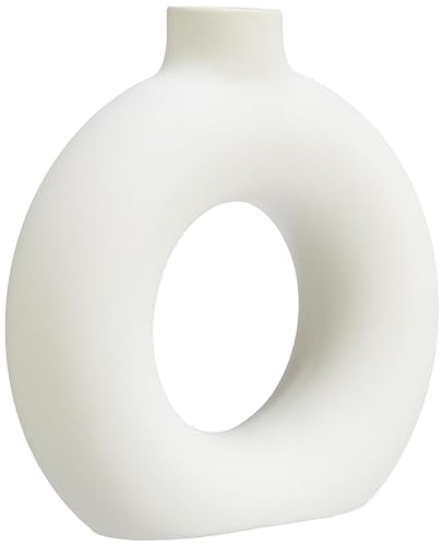 amazon basics Artisan Crafted Ceramic Donut Shaped Vase for Unique Home Decor Accent - Pack of 1, White - Image 6