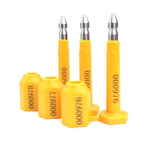 Kocents 10PCs BTS-005 High Security Bolt Seal with 6-Digit Serial Number ISO 17712 Certified Tamper-Proof Heavy-Duty Shipping Container Seals for Logistics & Cargo Security (Yellow)
