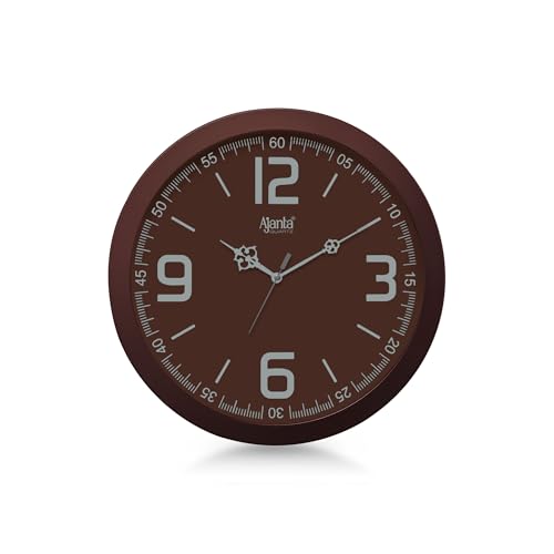 Image of Ajanta Home Decor Clock 12.5 Inch (320mm) Brown | Stylish Silent Sweep Wall Clock | Luxury Modern Design | Model 2697
