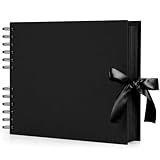 INNOCHEER Photo Album - Self Adhesive 80 Black Pages, Large Scrapbook Wedding Guest Book for DIY Anniversary Travel Memory Scrapbooking (Black 8X12)