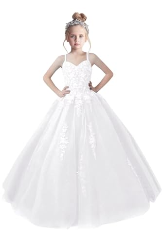 Flower Girl Dress Lace First Communion Pageant Dresses for Wedding Bridesmaid Princess Party Formal Dance Ball Gown