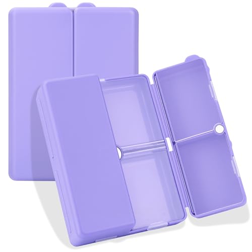 Image of FYY Travel Pill Organizer,7-Compartment Large Pill Box Medicine Case-Purple