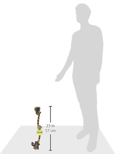 Mammoth Flossy Chews Color 3 Knot Tug W/Standard Tennis Ball – Premium Cotton-Poly Tug Toy For Dogs – Interactive Dog Tug Toy – Rope Dog Toy With Tennis Ball For Medium Dogs - 20” #TOP3