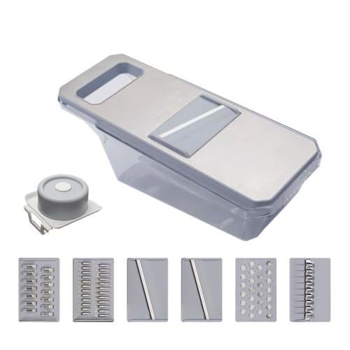 Kznifmk Rebanador de Verduras Manual de Seguridad Multifuncional de Metal Rallador de Zanahorias Patata Gris