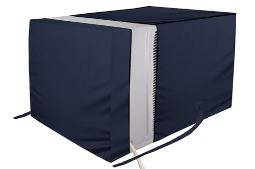 Image of The Furnishing Tree window ac cover suitable for BlueStar 0.75 Ton 3WAE081YDF, Blue Color Elastic fit Cover for front and rear Of Window Ac