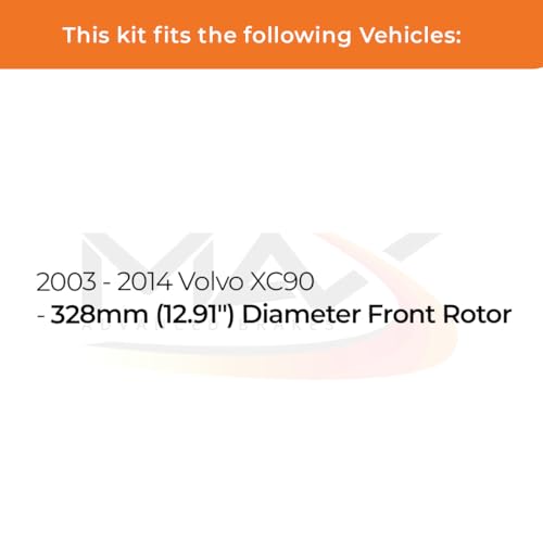 Image of Max Advanced Brakes Front & Rear Brake Kit Compatible With 2003-2011 2012 2013 2014 Volvo XC90 w /12.91 inch Front Rotor Replacement Geomet Coated OE Disc Brake Rotors and Ceramic Brake Pads
