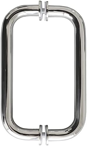 CKB 8" Back to Back Pull Shower Door Handle Compatible with 1/4" to 1/2" Thickness Glass Door for Frameless Shower Doors, Polished Steel with 304 Stainless Steel