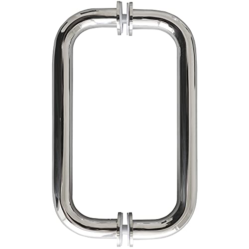 Ckb 8" Back To Back Pull Shower Door Handle Compatible With 1/4" To 1/2" Thickness Glass Door For Frameless Shower Doors, Polished Steel With 304 Stainless Steel #TOP2