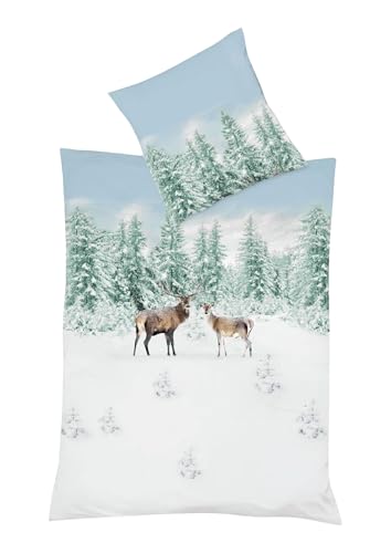JACK by Fleuresse Mako Satin Wende Bettwäsche 2tlg. 135x200cm Hirsch...