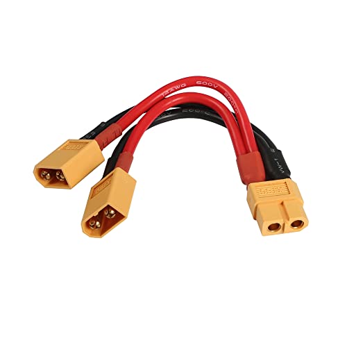 Câble Y Adaptateur XT60 Parallèle – 1 Mâle Vers 2 Femelles, 14 AWG, 10 Cm, Pour Batteries RC Et Modélisme