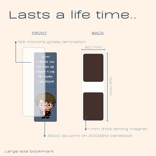 Image of Dia & Tia - Elegant & Durable Themed Magnetic Bookmarks Set � Nature, Fantasy, Inspirational Quotes, and More Best Gift for Book Lovers, Students (Harry Potter - A, Large - 5x15 cm)