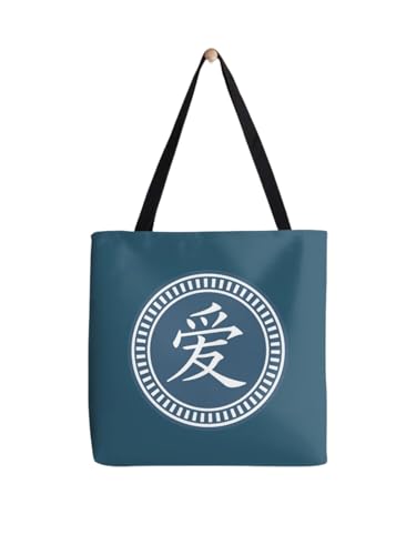 Sac fourre-tout Amour chinois grand format en toile pour femme