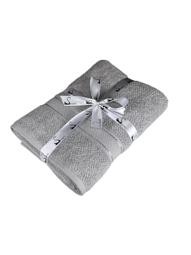 Image of SENSES By Riba Cotton Towels for Bath 550 GSM - Silver Grey, 1 Pc | Super Soft, Large Size, Absorbent, Lightweight, Antimicrobial, Low Linting