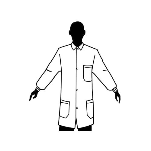 Tian's International 845884-L Knit Wrist Lab Coat with 3 Pockets, Polypropylene, Large, White (Pack of 50)