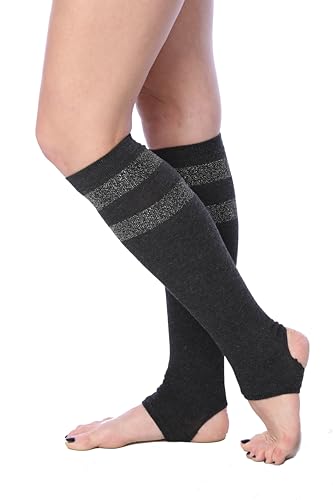 Image of Tipi Toe Women's Stirrup Yoga Socks, Lightweight Knee-High Leg Warmers, Open Heel Non-Slip Design. Ideal for Yoga & Dance
