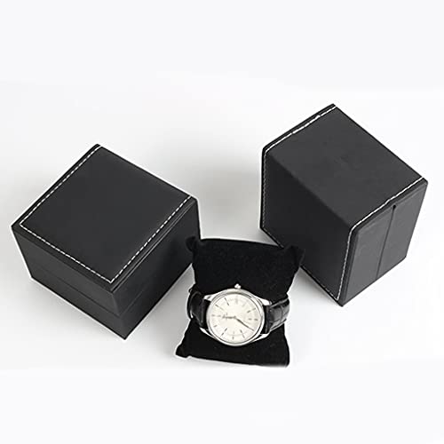 COMBR Black Watch Box PU Leather Wrist Watch Organizer Jewelry Display Case Small