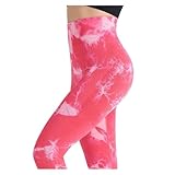 Women's Tie-Dye High-Waist Yoga Sports Leggings Quick-Drying Seamless Fitness Pants Hip Lift Elastic No Embarrassment Lines(CX-CK66-1,Medium)