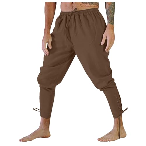 Generisch Pantalones medievales para hombre, pantalones medievales, vintage, pantalones casuales con bolsillos, pantalones piratas renacentistas, cosplay, pantalones largos, pantalones steampunk