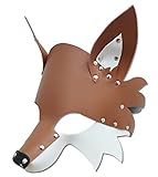 HMILY Steampunk leather animal masks, fox, tiger, wolf masks, Halloween costumes and props (Brown and white)