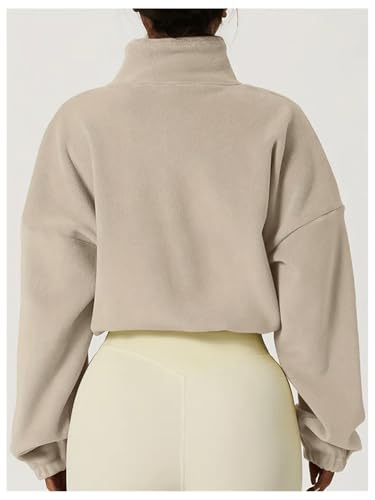 GORGLITTER Women's Zip Up Oversized Cropped Sweatshirt Fleece Long Sleeve Zipper Workout Sweatshirt 20252