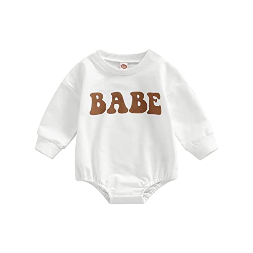 Image of Lamuusaa Newborn Baby Girl Boy Clothes Crewneck Sweatshirt Romper Babe Pullover Sweater Shirts Oversized Fall Clothes