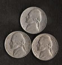 Complete Set of 1941 Jefferson Nickels -- P-D-S -- All 3 Mints! -- All 3 Coins Grade Very Fine/Extra Fine