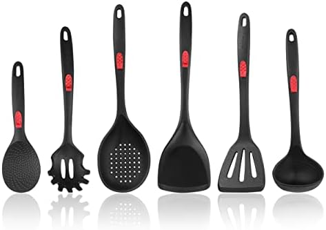 Moonro Silicone Cooking Utensils Set, Heavy-Duty Kitchen Utensils Set, 6 Pcs, XL (Black)