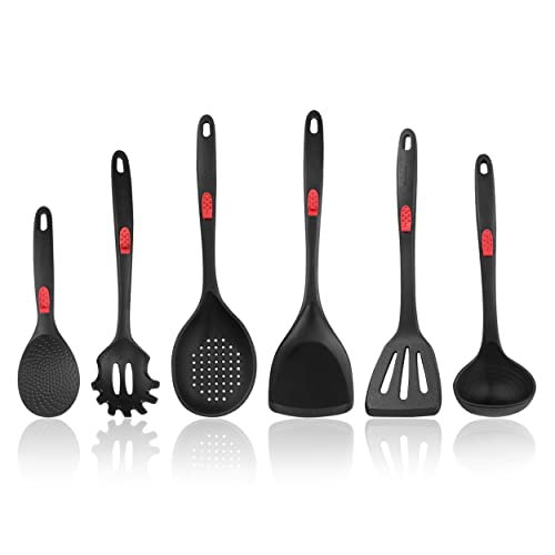 Moonro Silicone Cooking Utensils Set, Heavy-Duty Kitchen Utensils Set, 6 Pcs, Xl (Black) #TOP10