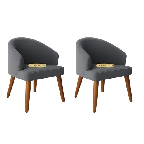 Image of Upholstery Barrel Arm Chair with Soft Serenity Suede Fabric for Dining Room, Living Room, Bedroom, Cafe, or Restaurant with Comfortable & Stylish | Grey Set of 2