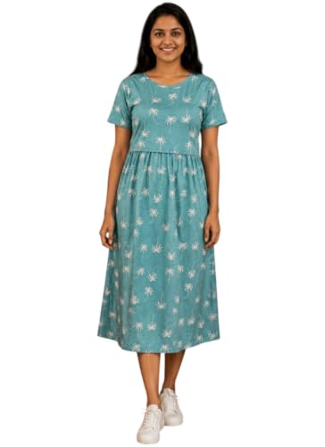 Image of Maternity Feeding Maxi Dress with Pockets, Green Butterfly Print, Zipless Long Pregnancy Gown, Pre & Post Maternity Wear Ankle Length