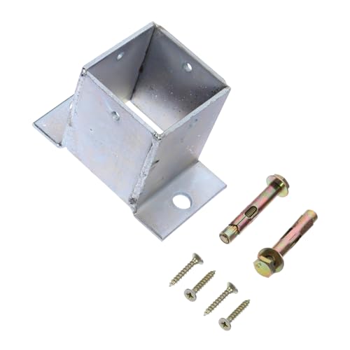 Tofficu Zaunpfostenfuß Aus Stahl Mit Silberner Pulverbeschichtung Für Terrassen Zaunpfosten Schreibtische Geländer Und Briefkastenpfosten