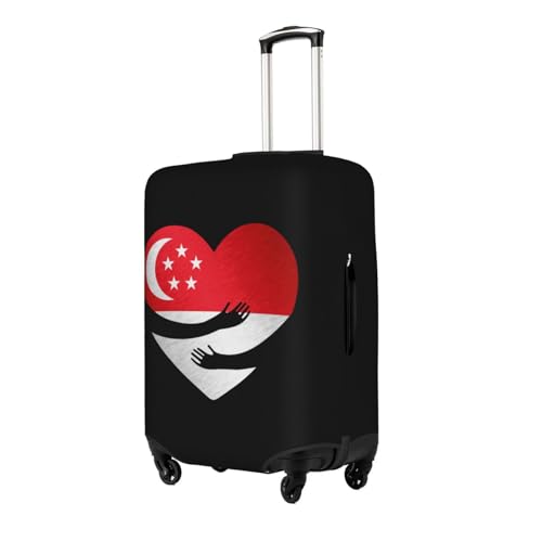 Travel Luggage Cover Singapore Singaporean Flag Heart Fashion Washable Baggage Suitcase Protector Fit For Luggage Large2