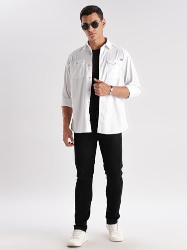 Image of Adro Cargo Shirt for Men with Double Pocket | 100% Cotton | Full Sleeve | Regular Fit