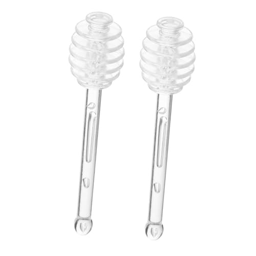 STOBAZA 2 Pcs Honey Stirrer Honey Server Honey Drizzle Stick Spoon for Honey Spoon for Jar Honey Granules Honey Packets Honey Pot with Dipper And Honey Transparent Polystyrene re-usable
