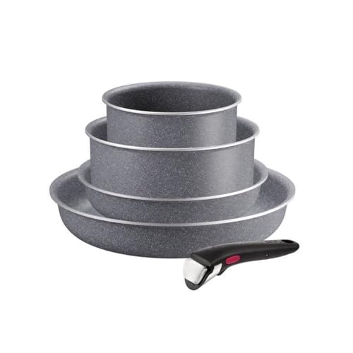 TEFAL INGENIO Hard Stone Lot 5 pieces, Poeles 22/26 cm, Casseroles 16/20 cm, Poignée amovible, Non induction, Antiadhésif L440
