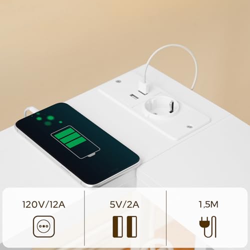 Console étroite 15 cm avec prises USB, modèle XCT07CWW YATINEY