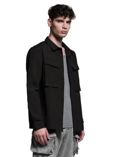 Image of Jack & Jones Men Polyester Opaque Regular Fit Casual Shacket Shirt