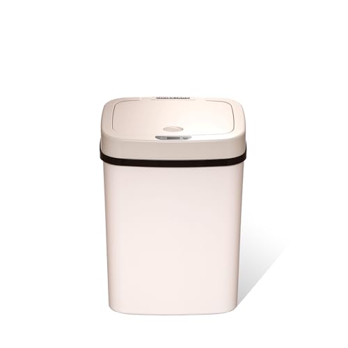 Image of Ninestars 3 Gallon Automatic Trash Can, 12L Touchless Motion Sensor Bathroom or Bedroom Garbage Can with Odor-Sealing Lid, Impact-Resistant ABS Plastic, White