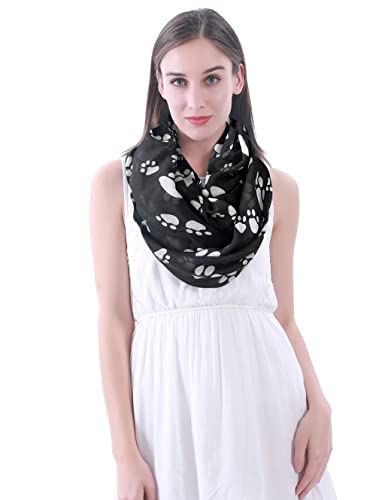 Lina & Lily Dog Cat Paw Print Women's Infinity Scarf Lightweight2