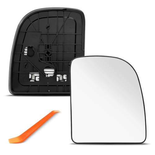 SNEMEEY Passenger Side Mirror Replacement for Ford F250 F350 F450 1999-2007, Ford E150 2002-2004, E350 2002-2019, E450 2002-2017, Ford Excursion 2000-2005 - Right Side Upper Mirror Glass, Power Heated