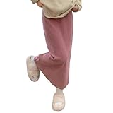 [link bleu] リンクブルー スカート コーデュロイ ロング リブ ニット タイト ウエスト ゴム ゆったり 暖かい 秋 冬 レディース (M,ピンク)