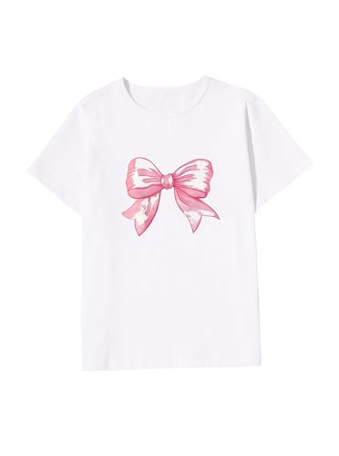 Image of Girls' Graphic Tees Summer Cute Tops Casual Short Sleeve Crew Neck T Shirts