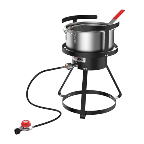 Comparison: Best Fish Fryer Outdoor 7 Gas One Propane Deep Fryer with 10Qt Deep Fryer Pot โ High Grade Strainer Basket Aluminum Pot for Fish Fry Chicken Wings, Seafood Pot โ Propane Burners for Outdoor Cooking Include Thermometer