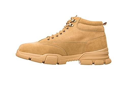 CALTO Men's Invisible Height Increasing Elevator Shoes - Desert Sand Suede Lace-up Work Boots - 2.9 Inches Taller - K50130- Size 7.5 D(M) US3