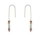 Multi Color Bead Drop Dangle Earrings Unique Natural Stone Women Hoops Retro Tribal Long Threader Jewelry